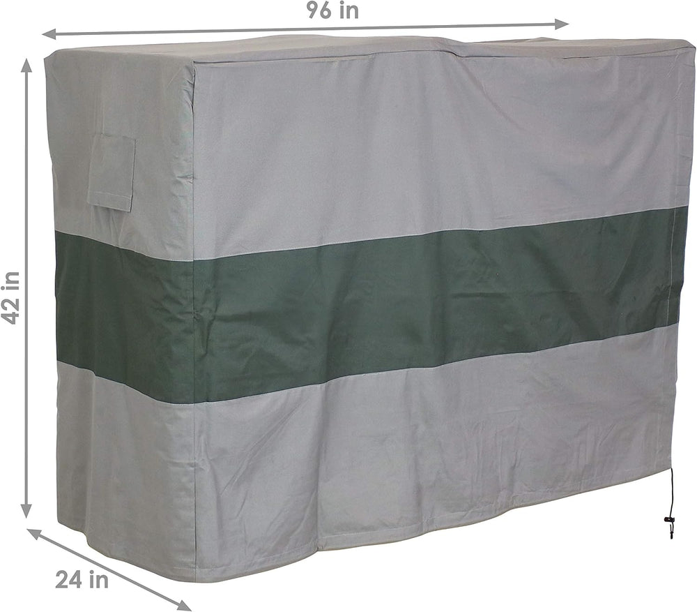 Sunnydaze 8-Foot Firewood Log Rack Cover, Gray with Green Stripe