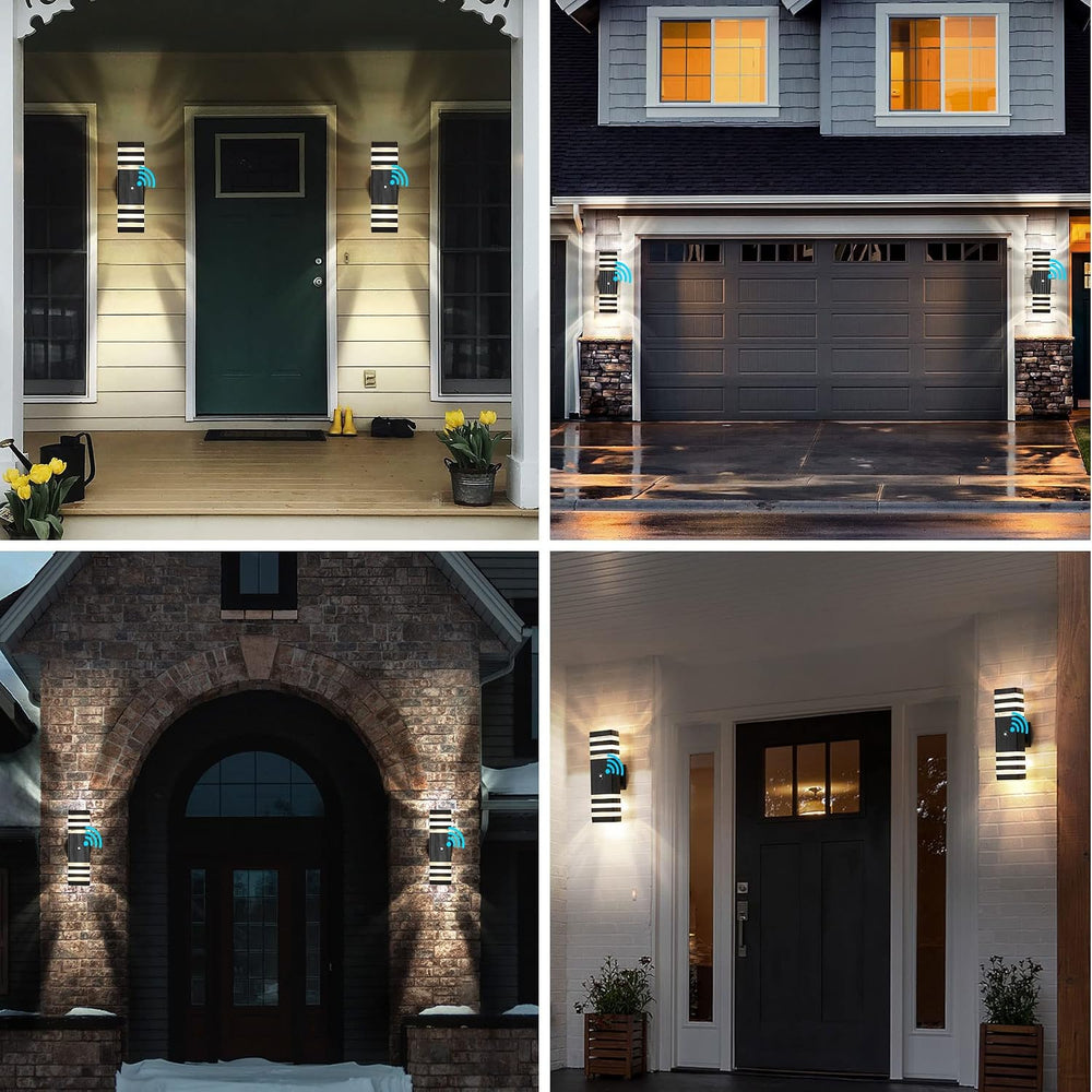 2 Pack Dusk to Dawn Outdoor Wall Lights Modern Black Exterior Light Fixture