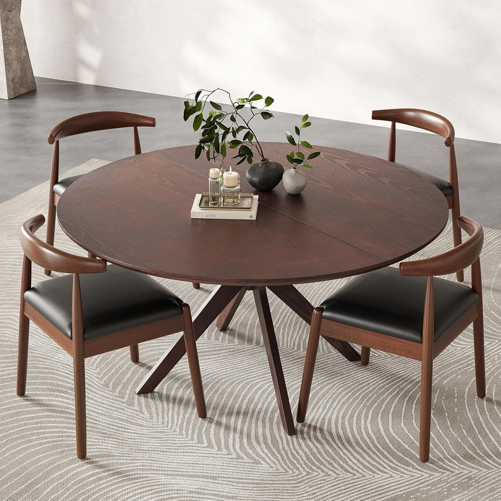 Soohow 47.2" Solid Wood Round Dining Table for 4-6 People with Intersect...
