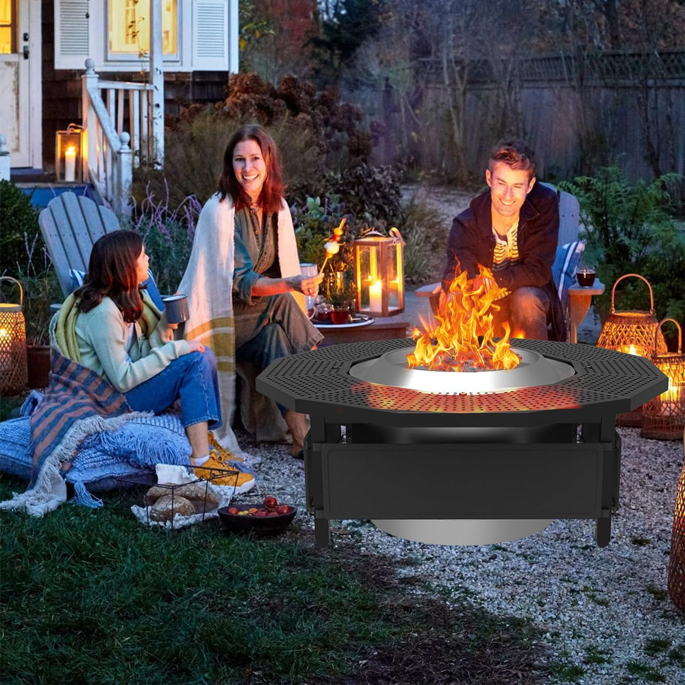 Fire Pit Surround Tabletop for Solo Stove Bonfire Ranger 2.0, with Coated Ste...