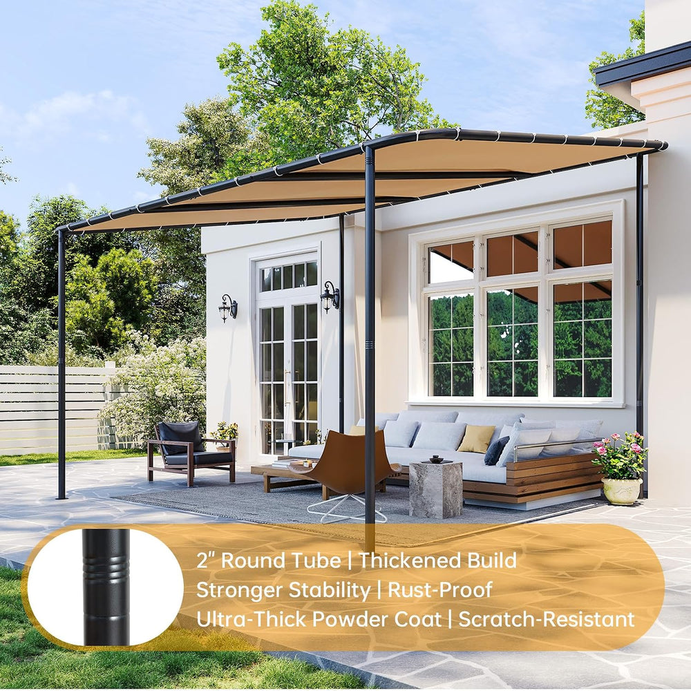 10x12 Lean to Pergola Outdoor Gazebo with Water Resistant & UV-Resistant,...