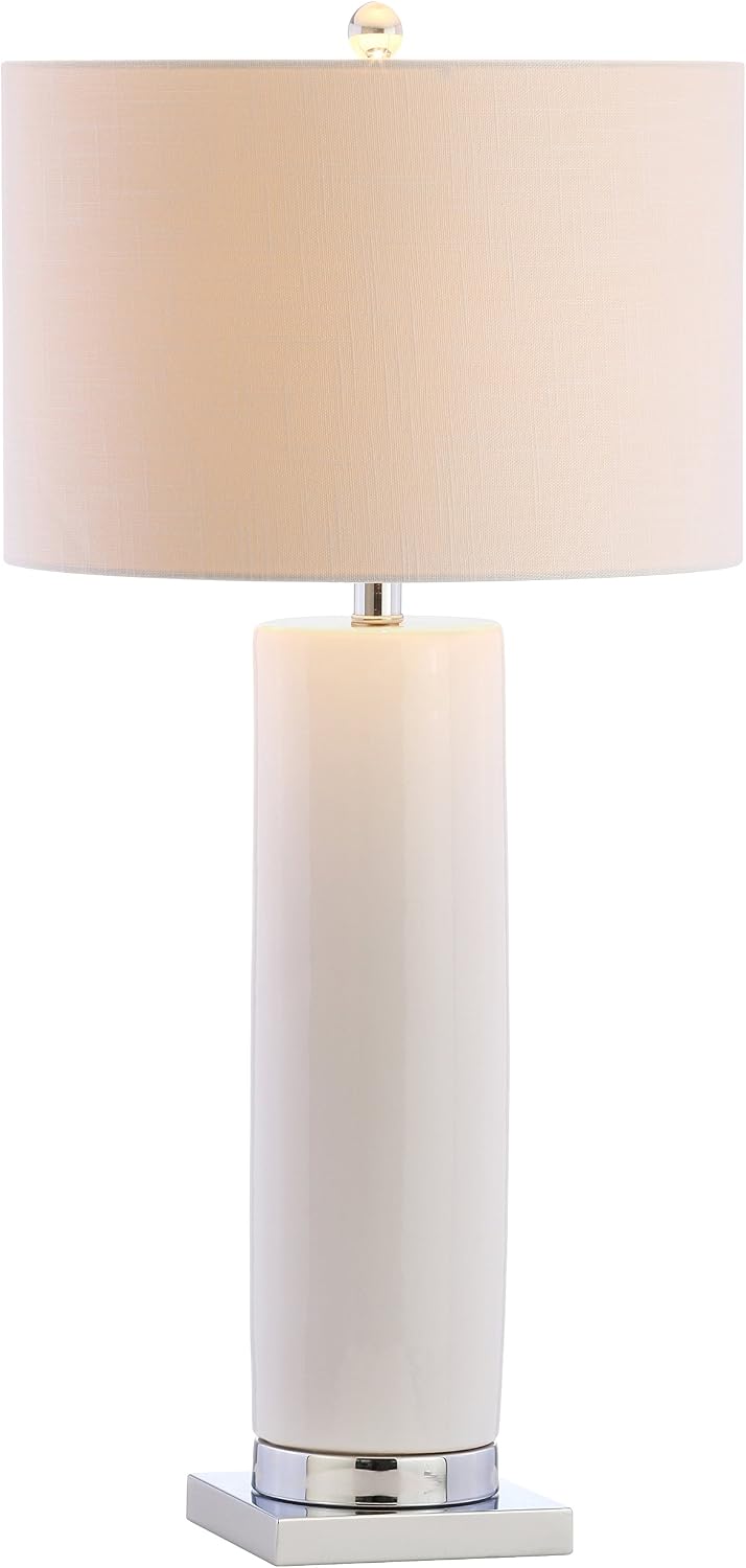 JONATHAN Y Dallas LED Table Lamp Ceramic Metal 31.5", White/Chrome
