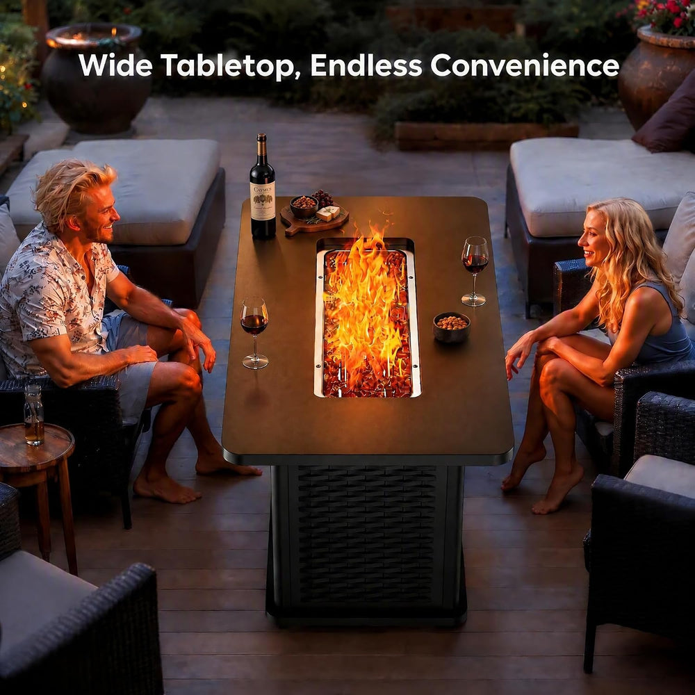 Ciays 43-Inch Rectangular Propane Fire Pit with 60,000 BTU Output, Gas with C...