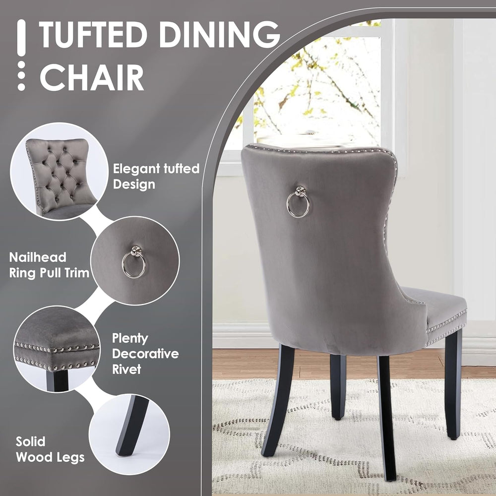 Clear Round Glass Top Dining Set for 4, 42'' Modern Luxury Circle Din...
