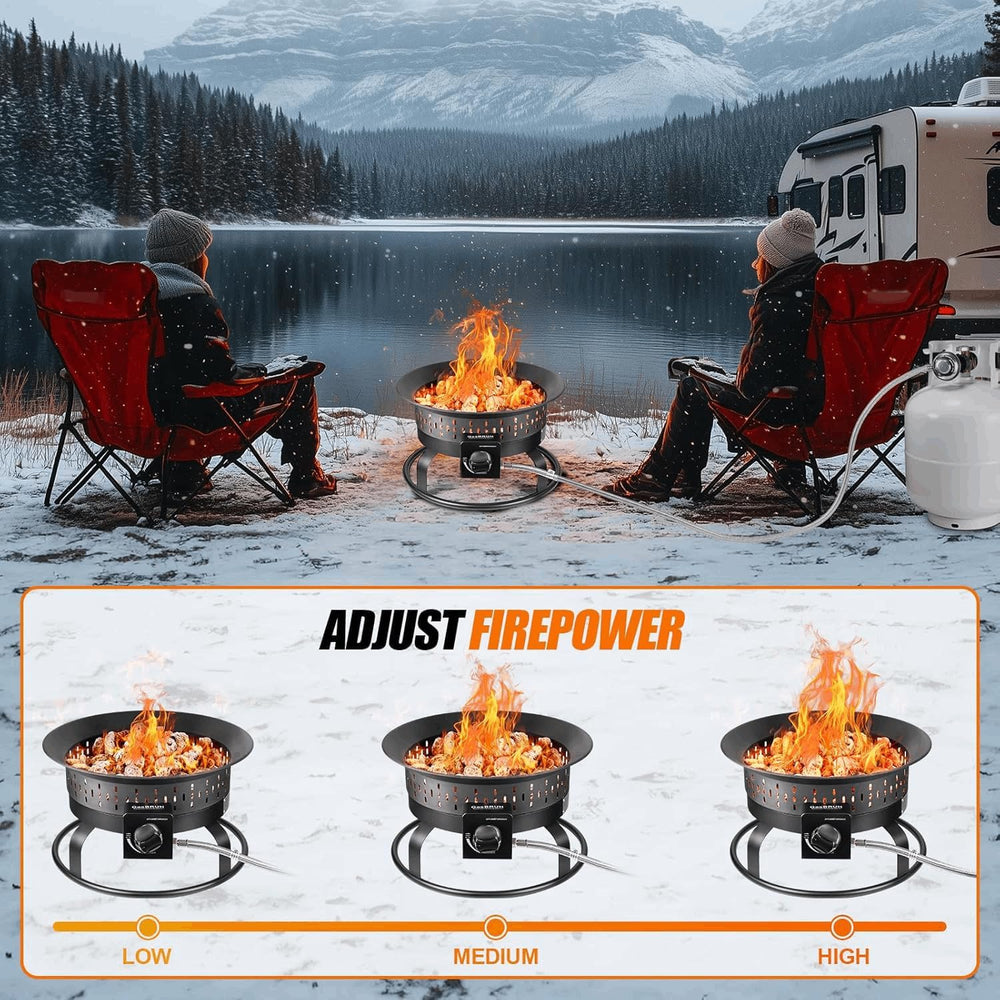 GasBRUH Outdoor Portable Propane Fire Pit, 19-Inch,60,000 BTU with Cover&...