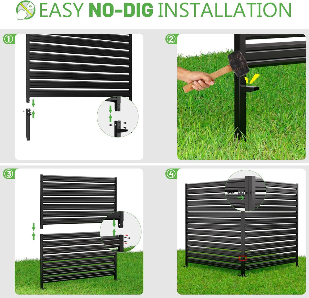 No-Dig Metal Privacy Fence Screen, 42" H × 38" W Air Conditioner Fence