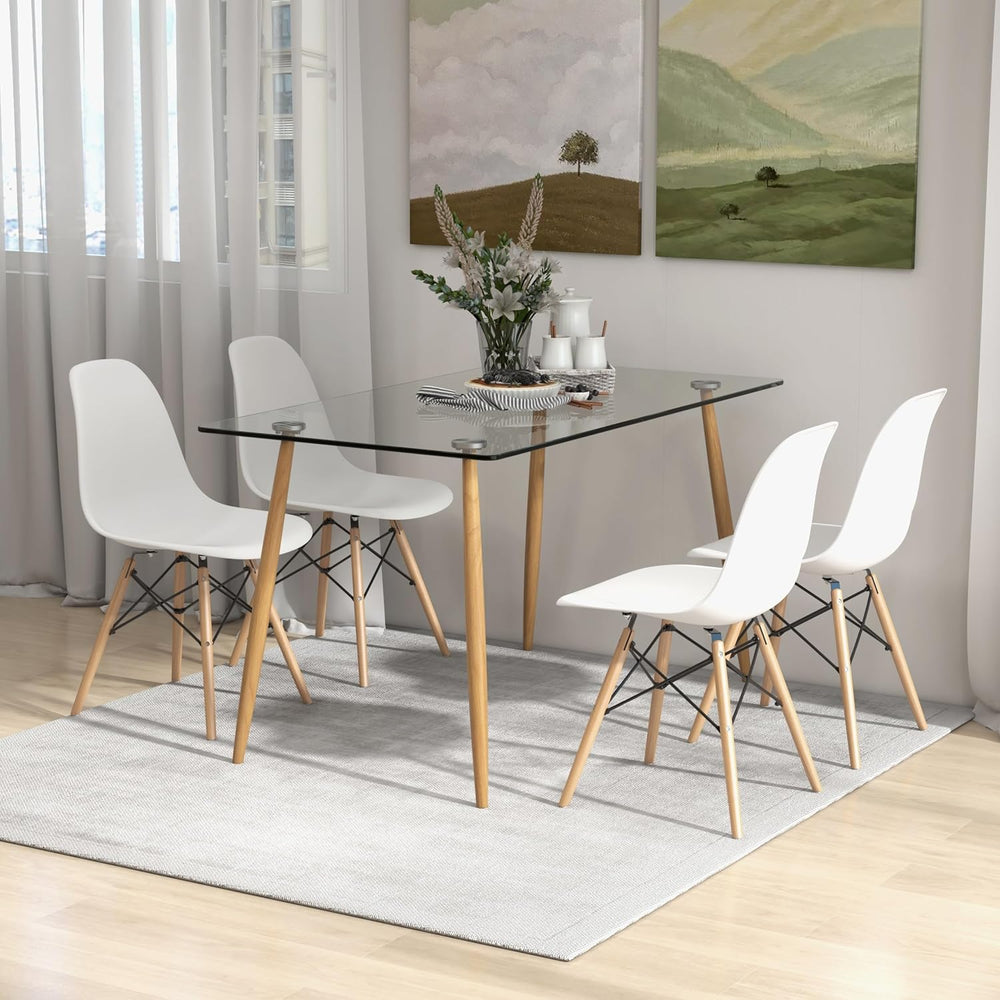 Tangkula Dining Table Set for 4, Modern Kitchen Table and Chairs, Glass Table...