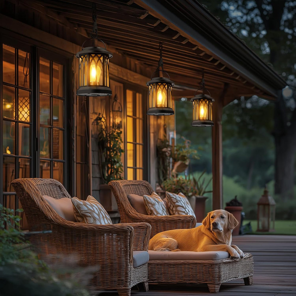 Solar Lanterns Outdoor Waterproof 4-Pack: Hanging Lantern Accent Warm Light