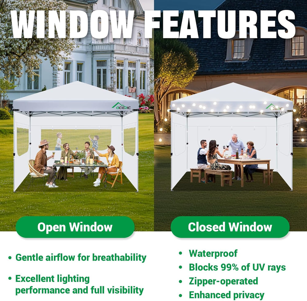 ACEPIC 10x10ft Sidewalls with Mesh Window, Black(3PCS, Frame Not Included)