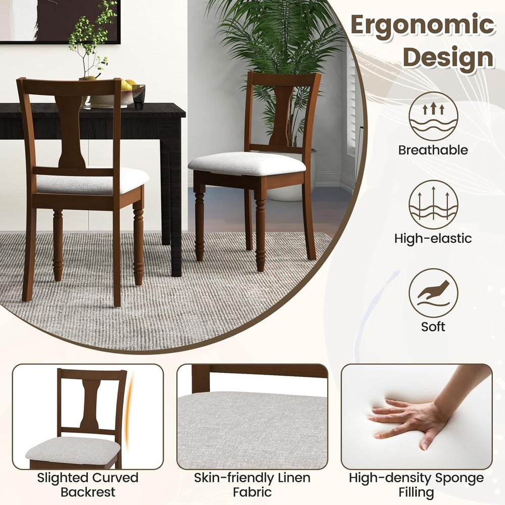 GIANTEX Wood Dining Chairs Set of 2, Farmhouse Dining Room Chair with Cushion...