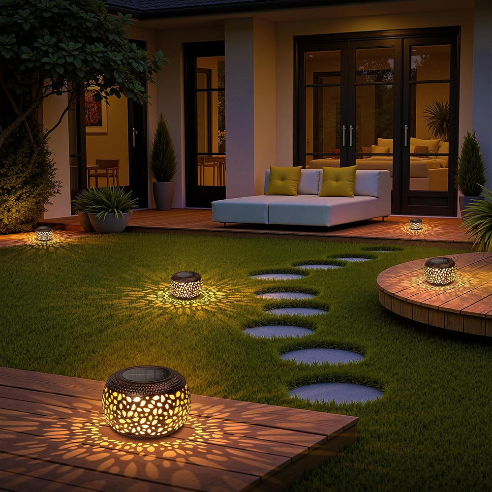 Solar Lanterns Outdoor Waterproof, 4 Pack Flower Petal Solar Garden Lights wi...