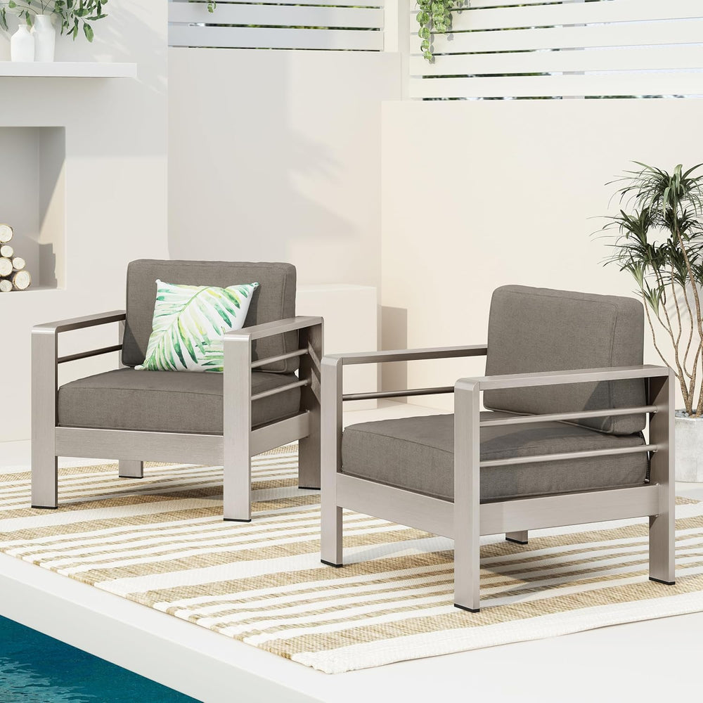 Christopher Knight Home Cape Coral Outdoor Aluminum Club Chairs with Water Re...