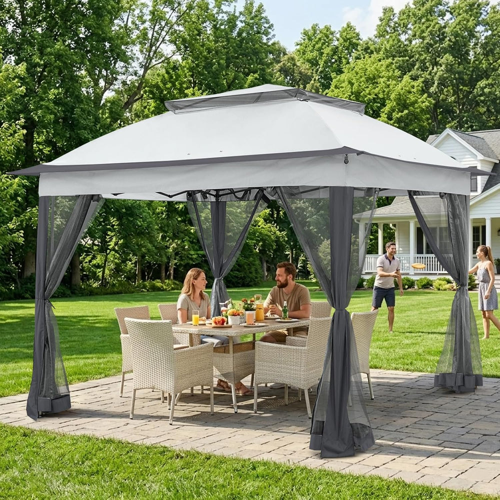COOS BAY 11x11 Pop Up Gazebo with Netting, Canopy Tent, Gray