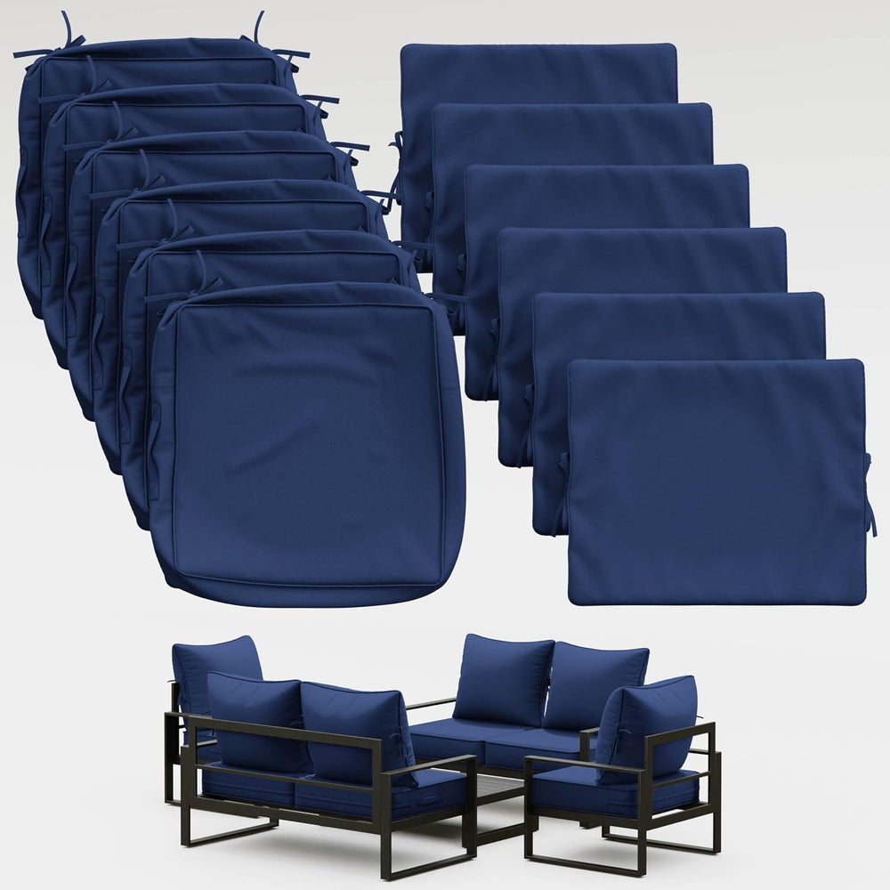 Thick Outdoor Back&Seat Cushion Covers 22×22×3in 12Pcs for Patio Furnitur...