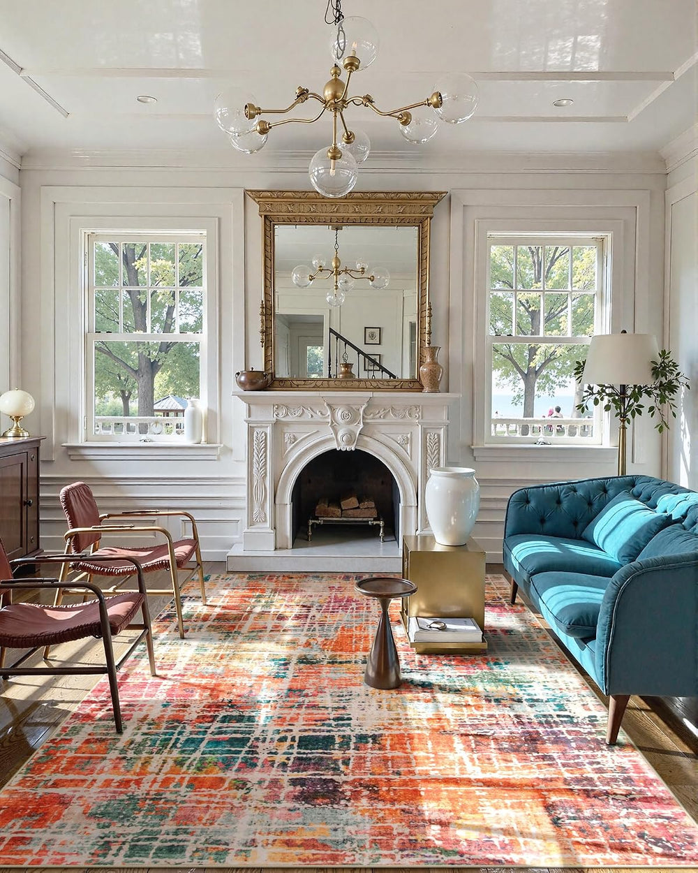 Beeiva Abstract Living Room Carpet 6x9, Modern Washable Non Slip Area Rug, Ul...