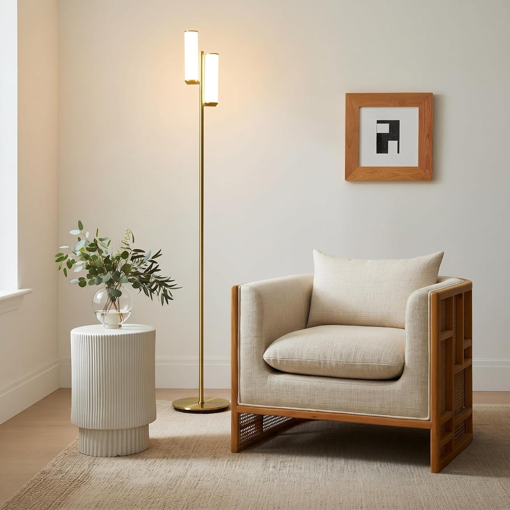Brightech Gemini Dimmable Floor Lamp with Two Lights - Modern Tall Tree Lamp ...