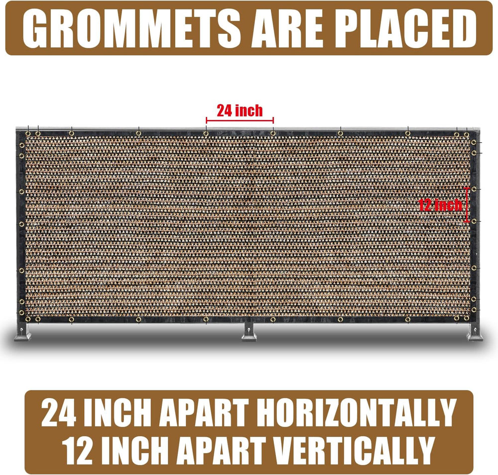 Brown 5FT X 50FT Outdoor Privacy Screen Fence & Mesh Shade Net Cover, Ide...