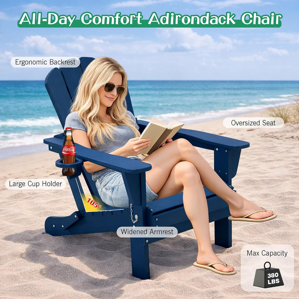 Domi Folding Adirondack Chair Set of 8, HDPE All-Weather Adirondack Chairs wi...