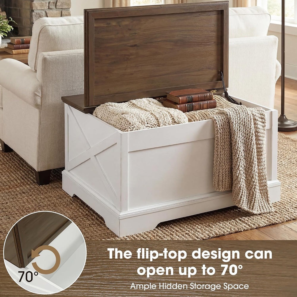 31.5" Farmhouse Coffee Table with Storage, Hinged Lift Top Coffee Table