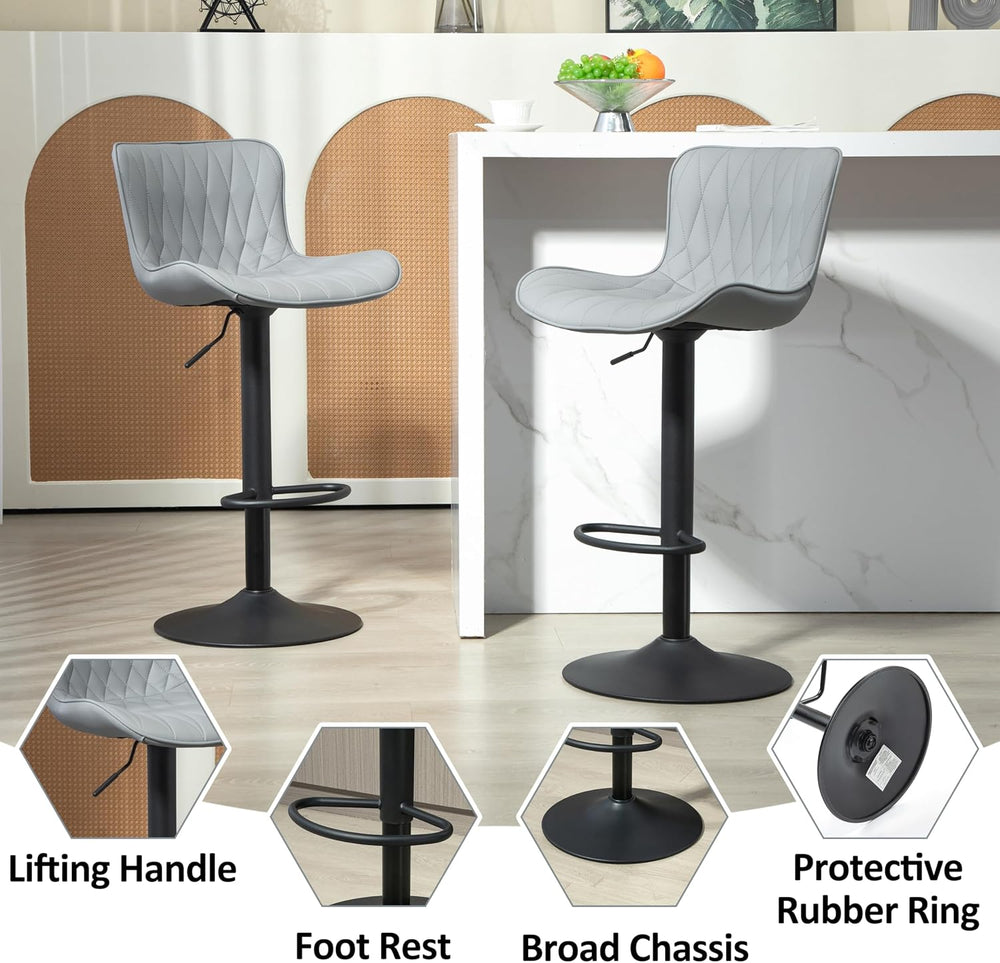 Finnhomy Bar Stools Set of 2, Modern 360° Swivel Faux Leather Bar Stools, 24&...