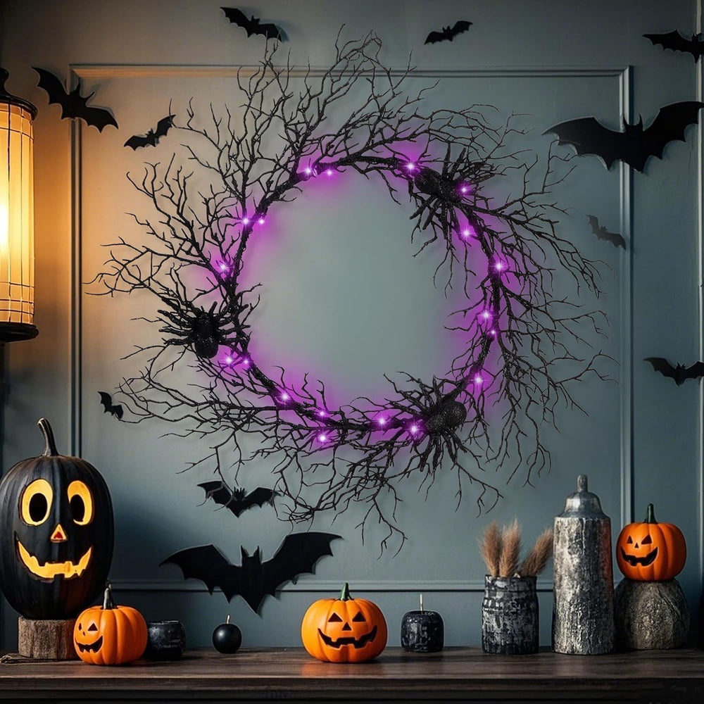 Adroiteet 24" Halloween Wreath for Front Door Halloween Decorations Outdoor