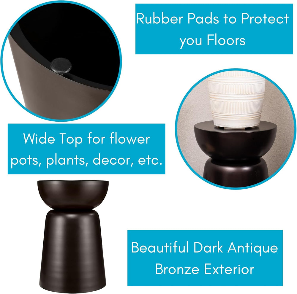 BIRDROCK HOME Metal Decorative Garden Stool and Outdoor Accent Side Table - M...