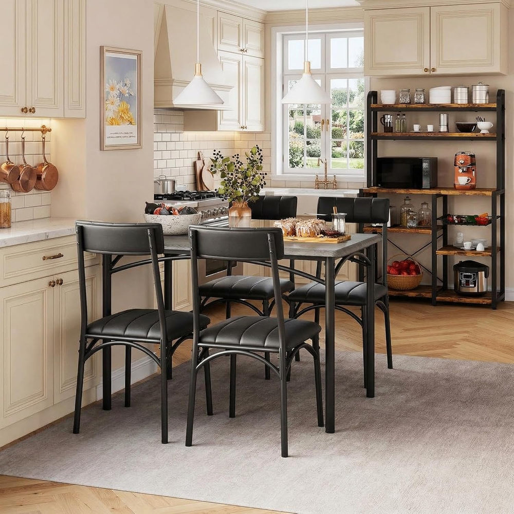 IDEALHOUSE Dining Table Set for 4, Kitchen Table and Chairs for 4 with Uphols...