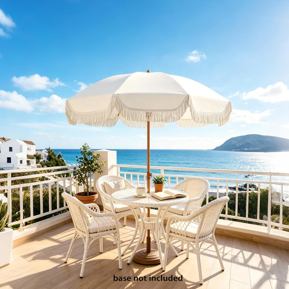 Seazul 6.5ft Patio Umbrella with Fringe, Beach Umbrella, Fringe Umbrella