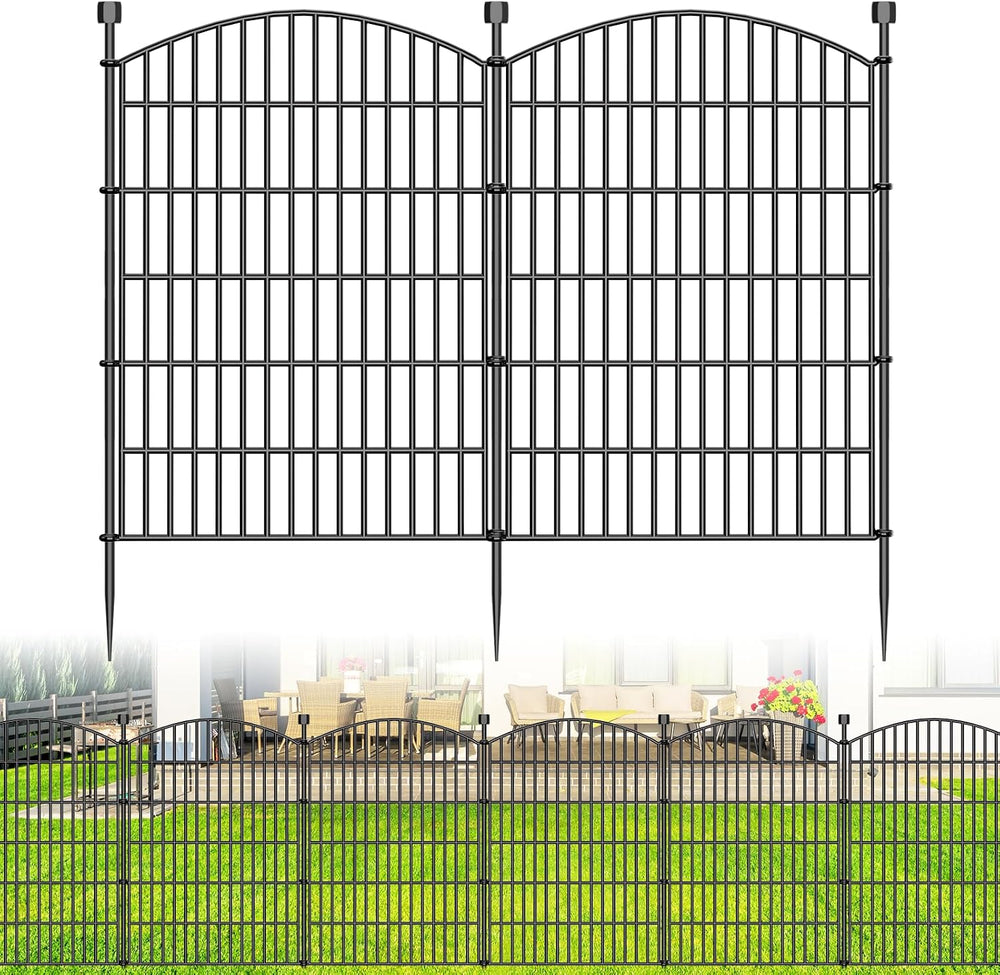 5 Panel No Dig Decorative Garden Fence 40" H x 11.8'L Outdoor Dog Ba...
