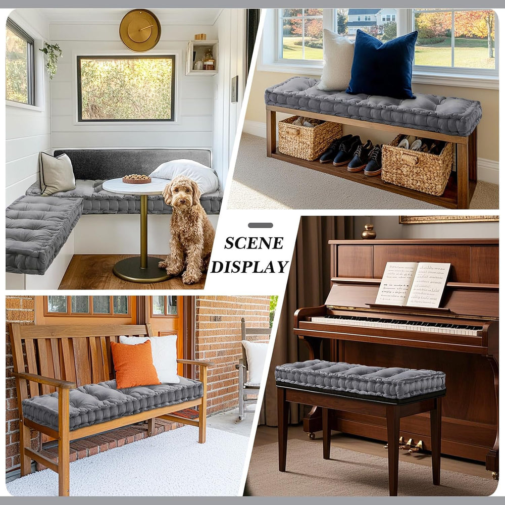 Threehoney Bench Cushions for Indoor Furniture 42x16 in Velvet Kitchen Dining...