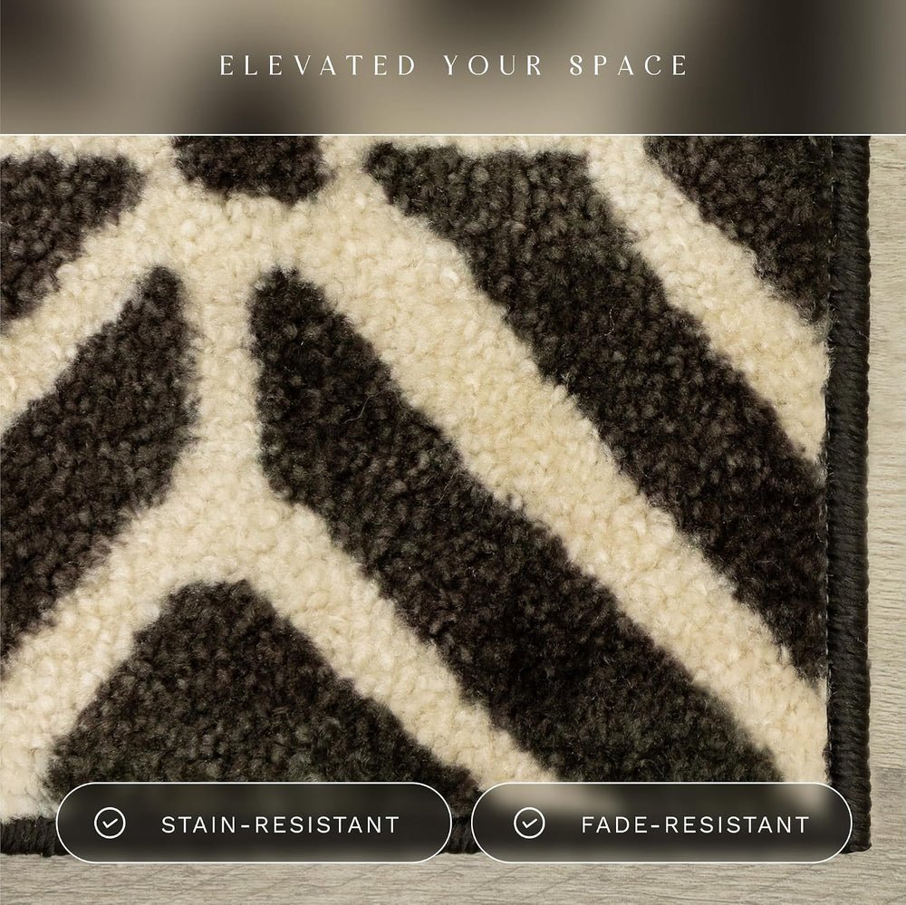 Maples Rugs Moderna Geometric Runner Rug – Made in USA – Washable, Non Slip I...