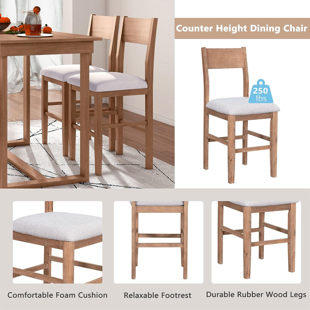 LUMISOL 5-Piece Counter Height Dining Table Set for 4, Farmhouse Kitchen Tabl...
