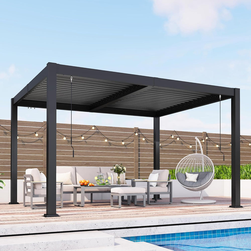Pergola 10'x12' with Adjustable Roof & Thick Aluminum Frame for A...