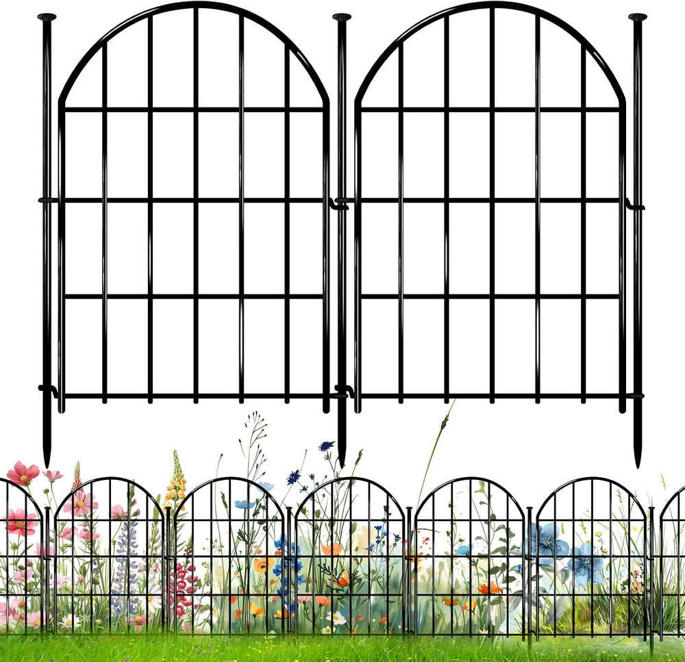 17in X 28ft Decorative Garden Fence, 26 Panels Rustproof Metal No Dig Fence, ...
