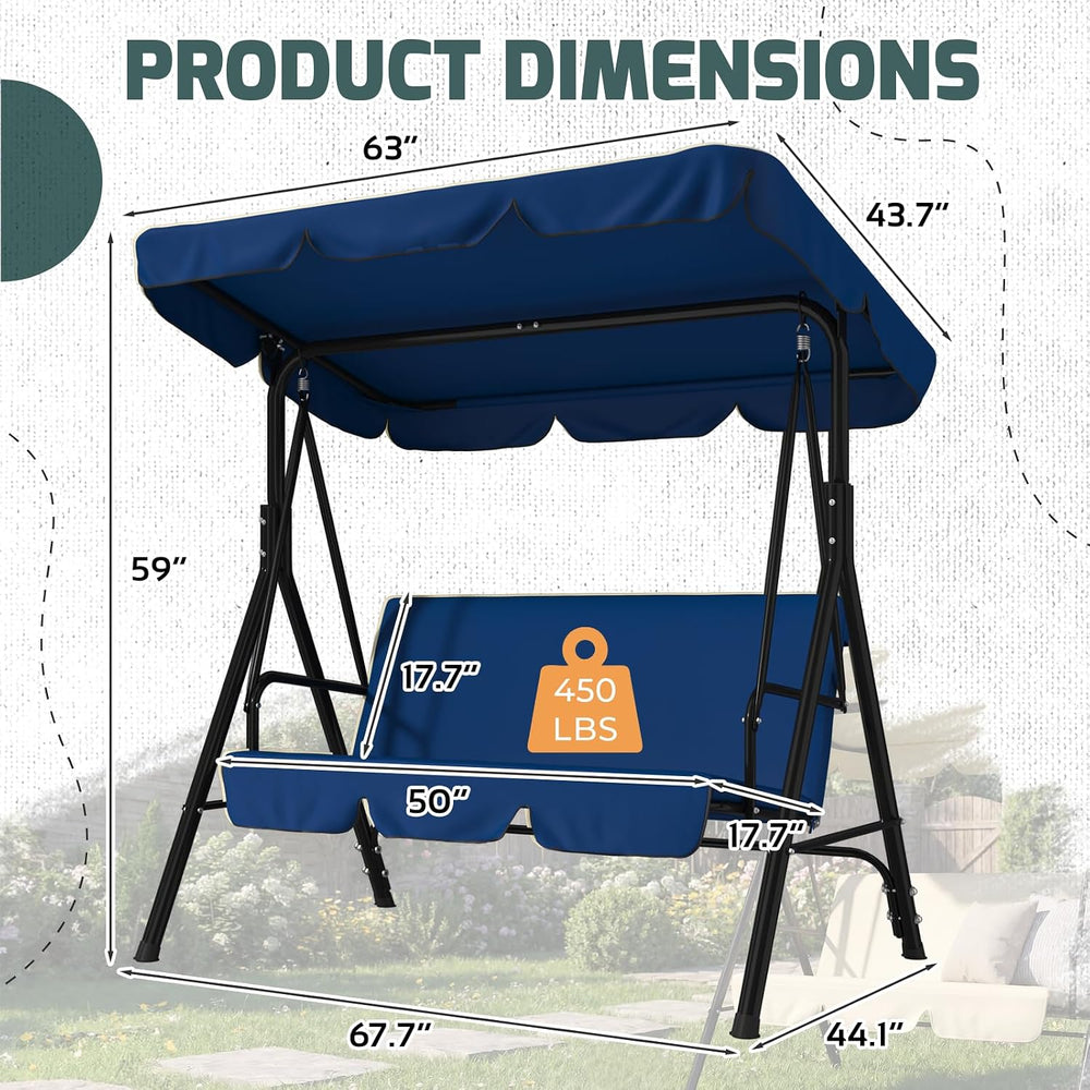 AECOJOY Porch Swing with Stand, 3-Seat Outdoor Clearance Porch Swings for Adu...