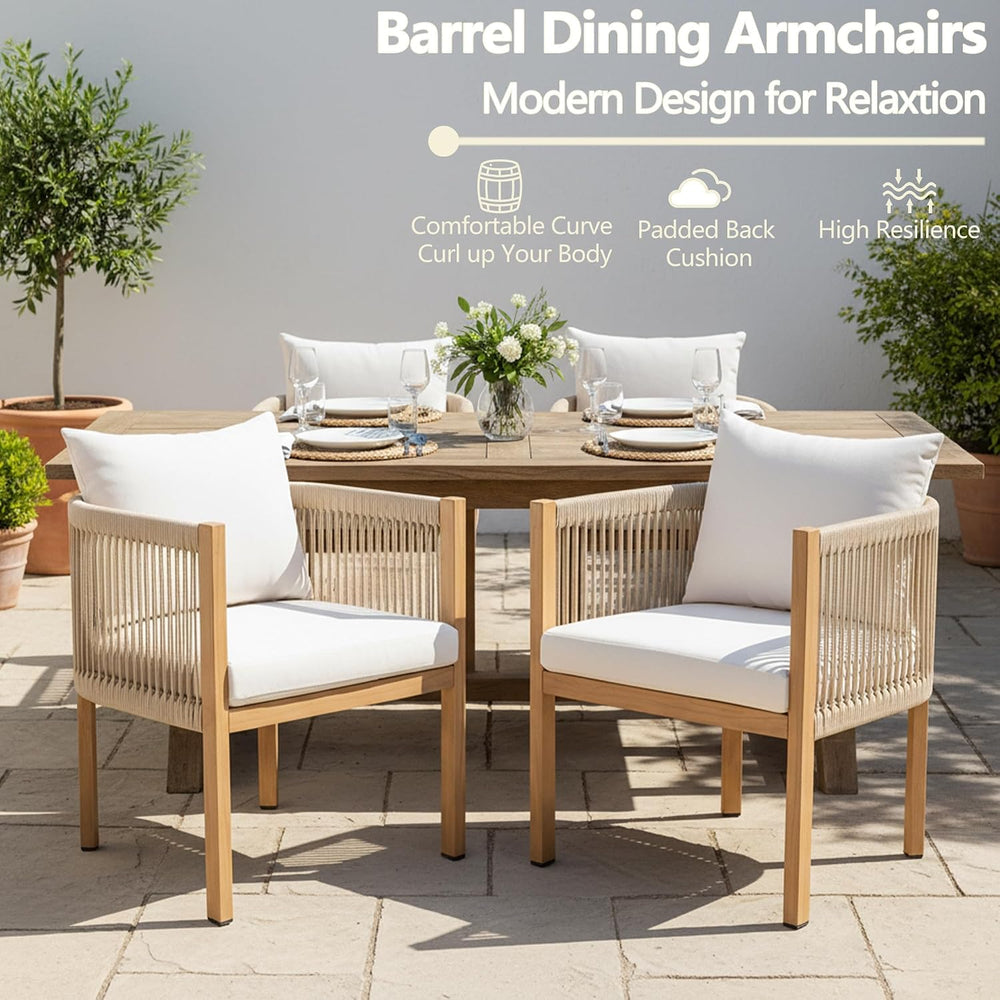 Outdoor Dining Chairs Set of 2, Wicker Patio Furniture Set with Armrests, Cus...