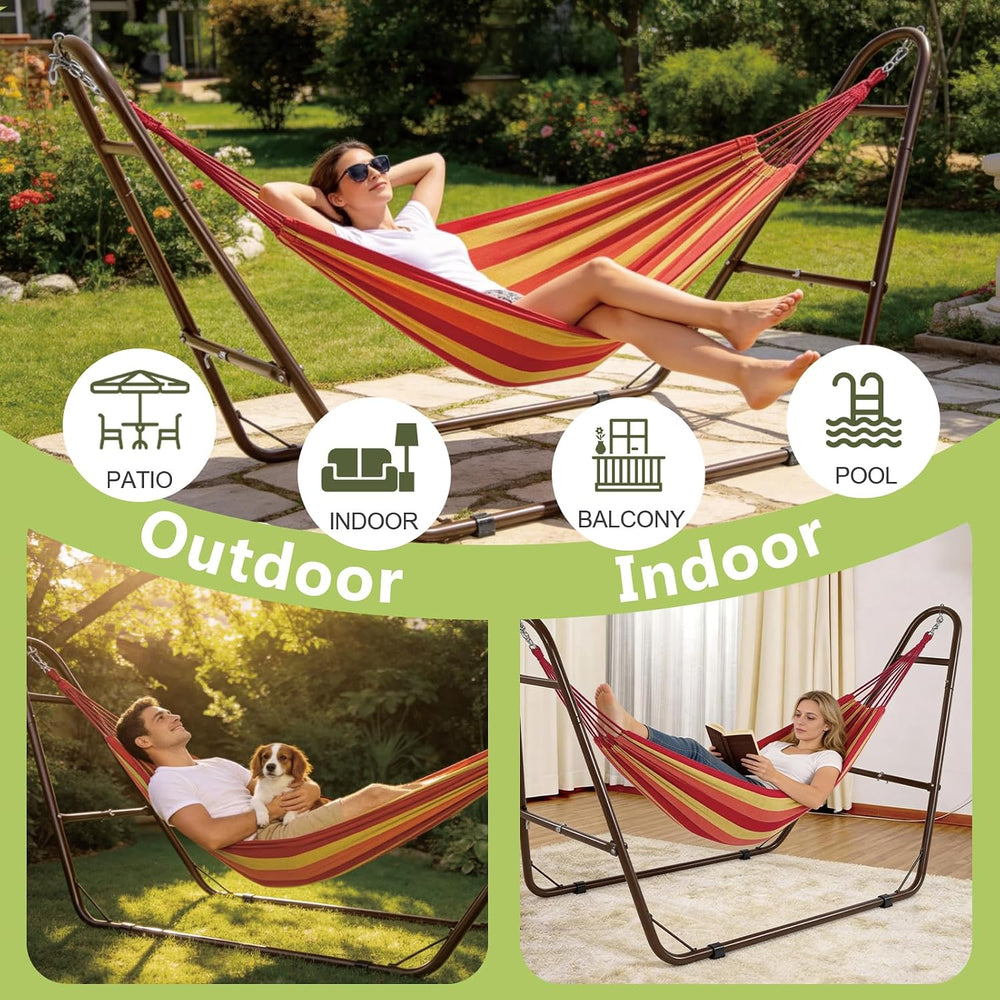 Duble Heavy Duty Steel Hammock Stand for Outside, 550 LBS Capacity
