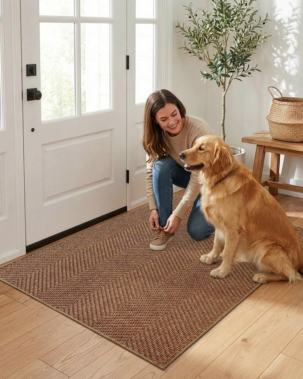 Color&Geometry Ultra Thin Indoor Door Mat 48"x72"Entrance Mat,W...
