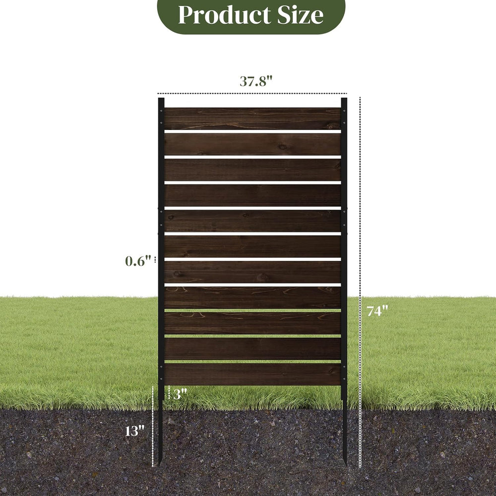 61" H x 38" W No Dig Wood Privacy Screen Fence Panel, Outdoor Decor...