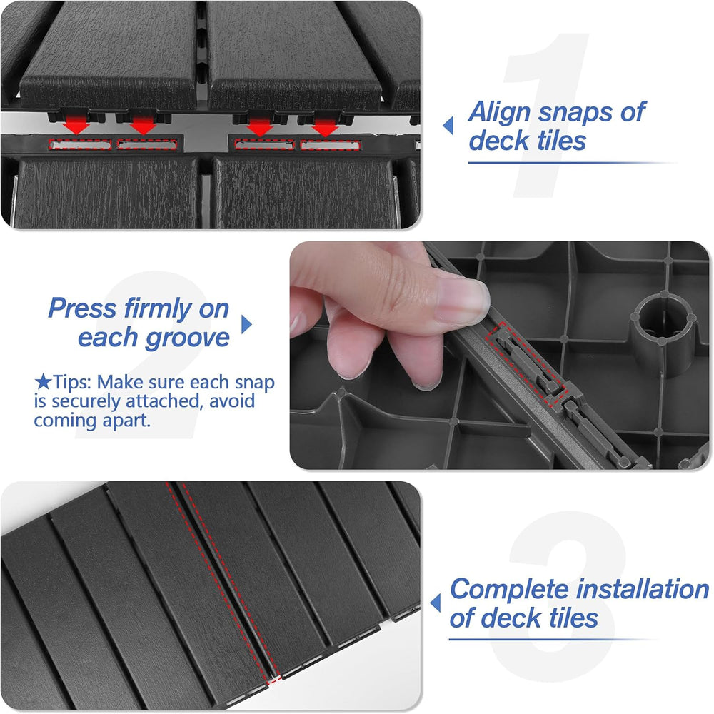 MYFAMIREA 27 Pcs Plastic Interlocking Deck Tiles 12" x 12" Patio Fl...