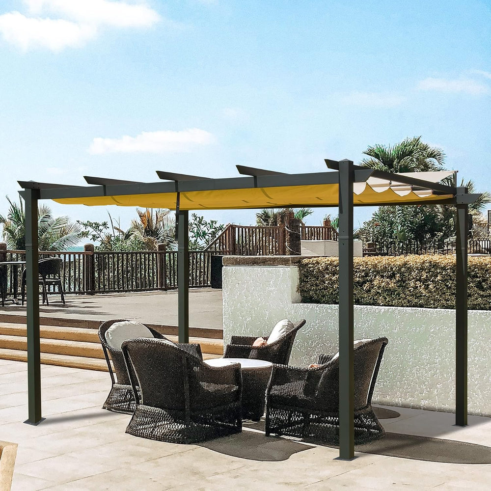 Domi Outdoor Living 10’ X 13’ Outdoor Retractable Pergola with Weather-Resist...