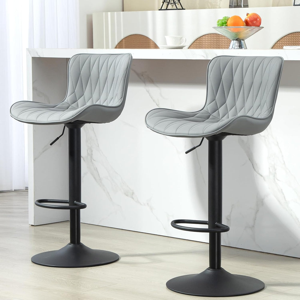 Finnhomy Bar Stools Set of 2, Modern 360° Swivel Faux Leather Bar Stools, 24&...