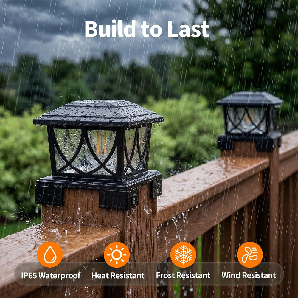 JOFIOS Solar Post Lights Outdoor 8pack, Adjustable Base Fits 3.5"–6&quot...