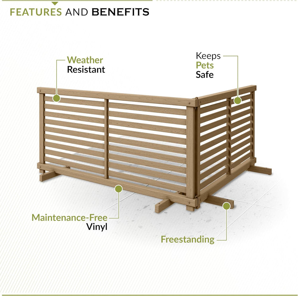 Zippity Portable Puppy Slatted Fence, Cedar Vinyl DIY Freestanding Kit