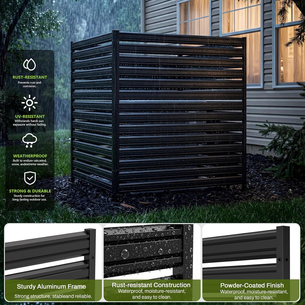 2 Panel No Dig Privacy Fence Screen, 42" H × 38" W Metal Outdoor Ai...