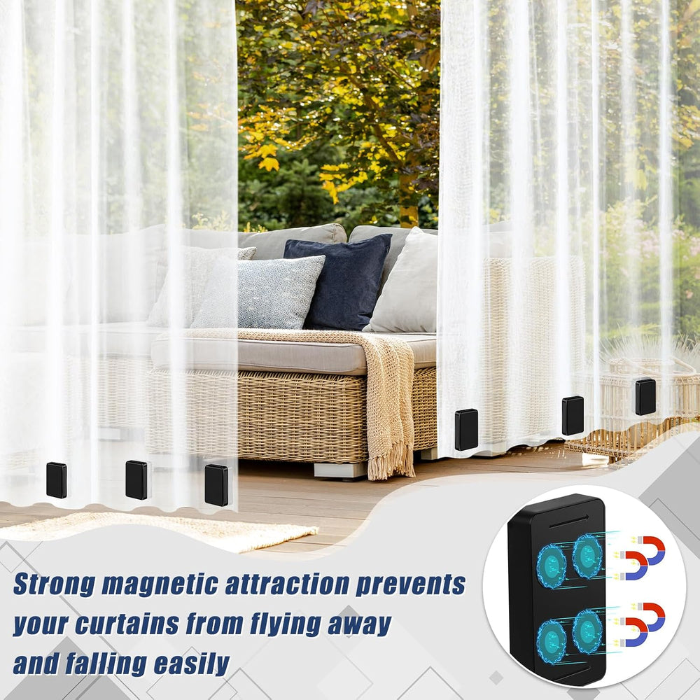 16pcs/52oz Outdoor Curtain Weights, Heavier Curtain Magnets-Black, 8 Pairs