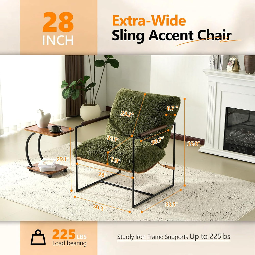 VINGLI 28" Wide Plush Upholstery Sling Modern Accent Chairs Set of 2, Cu...