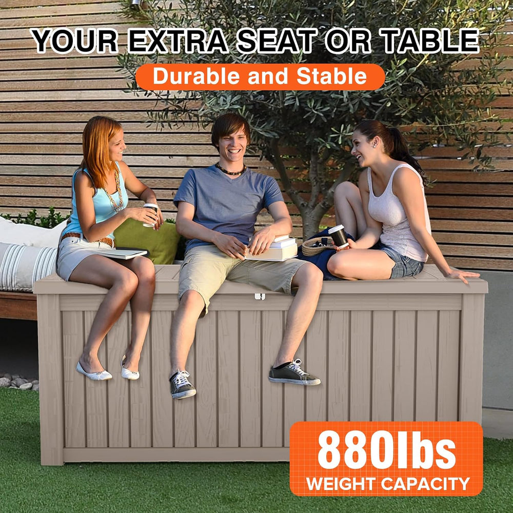200 Gallon Outdoor Deck Box Waterproof, Large Storage Box for Patio, Resin St...