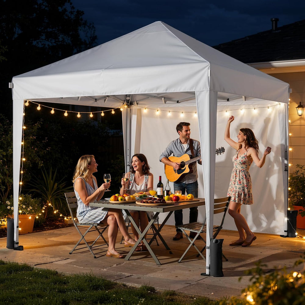 Driftalia 10x10 Pop Up Canopy Tent with 4 Sidewalls, White