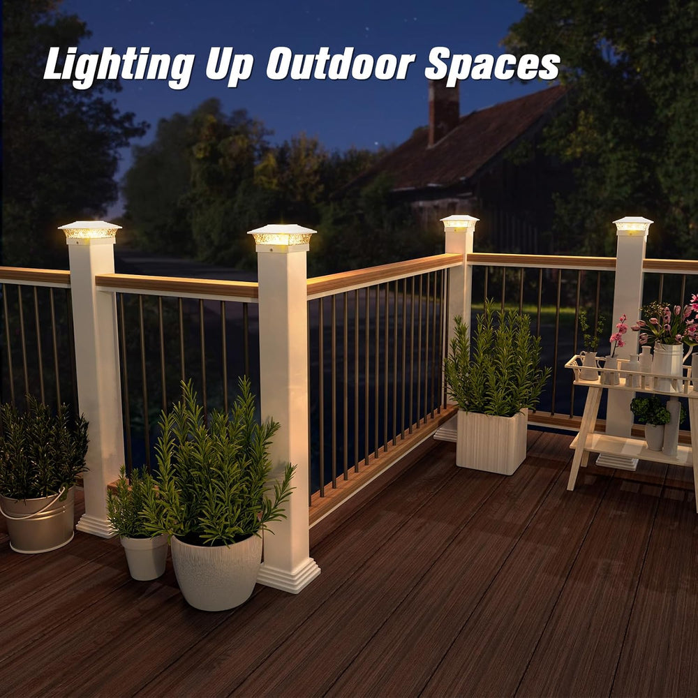 Solar Post Cap Lights Outdoor 12pack, Waterproof Fence Post Lights with 16 Ul...